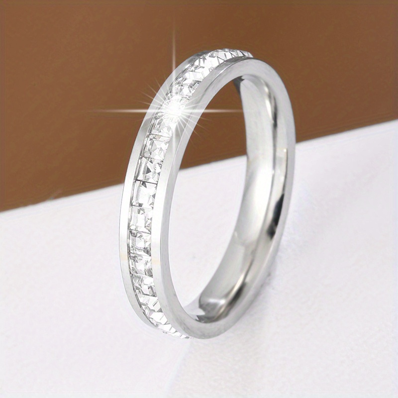 Minimalist Square Zirconia Titanium Personalized Ring
